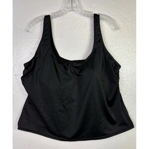 New Tummy Trimmer Bathing Top 18W Blair Black Power net‎ lining Paded Cups Lycra